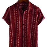 Elias Kurzarm-Herrenhemd im Retro-Look mit Streifen – Rot