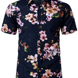 Herrenhemd mit Blumenmuster in Marineblau oder Weiß