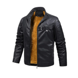 Herren-Lederjacke im Retro-Stil mit Fleece
