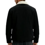 Herren-Samtjacke mit Sherpakragen – Schwarz