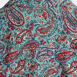 Grünes Vintage-Paisley-Herrenhemd mit Knopfleiste