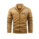 Retro-Herren-Lederjacke mit Fleecefutter