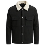 Herren-Samtjacke mit Sherpakragen – Schwarz