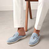 Mediterrane Herren-Mules aus Wildleder – Hellblau