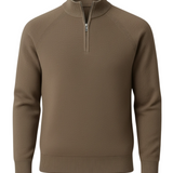 Herrenpullover mit Stehkragen und Reißverschluss – Taupe