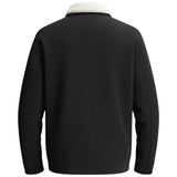 Herren-Samtjacke mit Sherpakragen – Schwarz