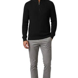 Herrenpullover mit Stehkragen und Reißverschluss – Schwarz