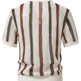 Herren-Poloshirt aus Lochstrick mit V-Ausschnitt