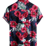 Marineblaues Herrenhemd mit Blumen