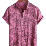 Dieter Kurzarm-Herrenhemd im Hawaii-Stil mit Blumenmuster – Rosa