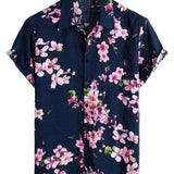 Herrenhemd mit Blumenmuster in Marineblau oder Weiß