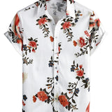 Weißes Sommer-Herrenhemd mit Blumen
