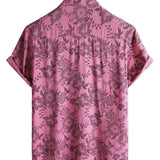 Dieter Kurzarm-Herrenhemd im Hawaii-Stil mit Blumenmuster – Rosa