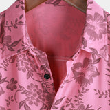 Dieter Kurzarm-Herrenhemd im Hawaii-Stil mit Blumenmuster – Rosa