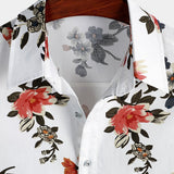 Weißes Sommer-Herrenhemd mit Blumen