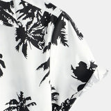 Samuel Kurzarm-Herrenhemd im Hawaii-Stil mit Blumenmuster – Weiß