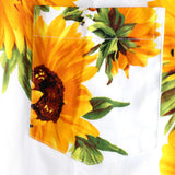 Günter Kurzarm-Herrenhemd mit Sonnenblumen und Brusttasche – Weiß