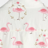 Lars Kurzarmhemd für Herren mit Flamingos – Weiß