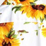 Günter Kurzarm-Herrenhemd mit Sonnenblumen und Brusttasche – Weiß