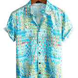Blaues Boho-Hawaiihemd für Herren