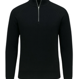Herrenpullover mit Stehkragen und Reißverschluss – Schwarz
