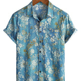 Herrenhemd mit blauen Blumen