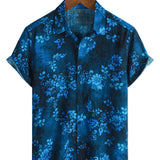 Blaues Herrenhemd mit Hawaii-Blumen