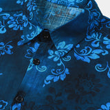 Blaues Herrenhemd mit Hawaii-Blumen