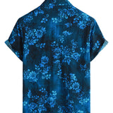 Blaues Herrenhemd mit Hawaii-Blumen