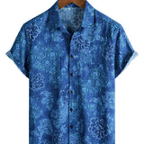 Blaues Hawaiihemd für Herren mit großen Blumen