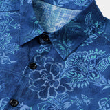 Blaues Hawaiihemd für Herren mit großen Blumen