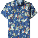 Blaues Herrenhemd mit kleinem Blumenmuster