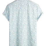 Blaues Freizeit-Herrenhemd mit Blumen