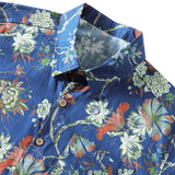 Blaues Herrenhemd mit kleinem Blumenmuster