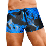 Fabian – Herren-Badeshorts mit blauem Flammenmuster