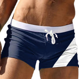Günter – kurze sportliche Herrenbadehose im Marine-Stil