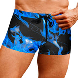 Fabian – Herren-Badeshorts mit blauem Flammenmuster