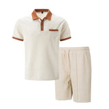Herren-Poloset mit Shorts aus Waffelstoff