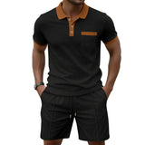 Herren-Poloset mit Shorts aus Waffelstoff