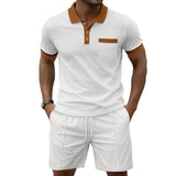 Herren-Poloset mit Shorts aus Waffelstoff
