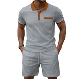 Herren-Poloset mit Shorts aus Waffelstoff