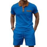 Herren-Poloset mit Shorts aus Waffelstoff