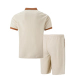 Herren-Poloset mit Shorts aus Waffelstoff