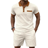 Herren-Poloset mit Shorts aus Waffelstoff