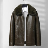 Herren-Lederjacke mit Fleece-Innenseite