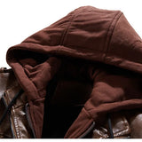 Herrenlederjacke mit Kapuze