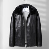 Herren-Lederjacke mit Fleece-Innenseite
