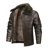 Herren-Lederjacke mit Fleece-Innenseite