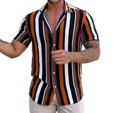 Gestreiftes Kurzarm-Sommerhemd für Herren