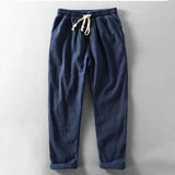 Schmal geschnittene Herrenhose mit Leinen